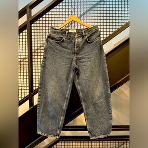 COS Brand barrel cut, button fly, blue jeans